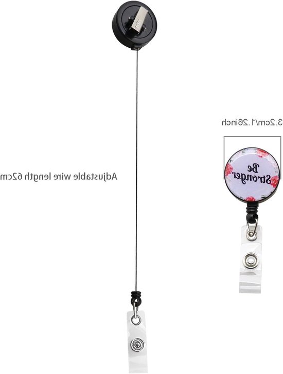 Retractable Badge Holder met 360 Graden Rotatie en Alligator Clip voor Kantoor, Dokters en Verpleegkundigen - 5 Stuks ID Badge Reels voor School en Werk van Merkloos — afbeelding 3
