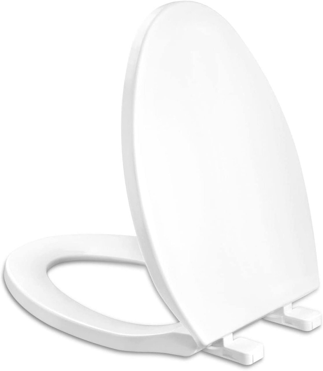Toiletzitting Ovaal - Toiletdeksel Zitting - Rustig Sluiten - Vastzittende Bumpers - 18.5 Inch Lengte - Wit