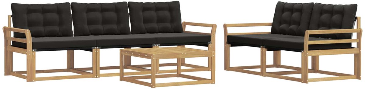 vidaXL Buiten - bank - set - 6 - st - Wit - en - zwart Wit en zwart