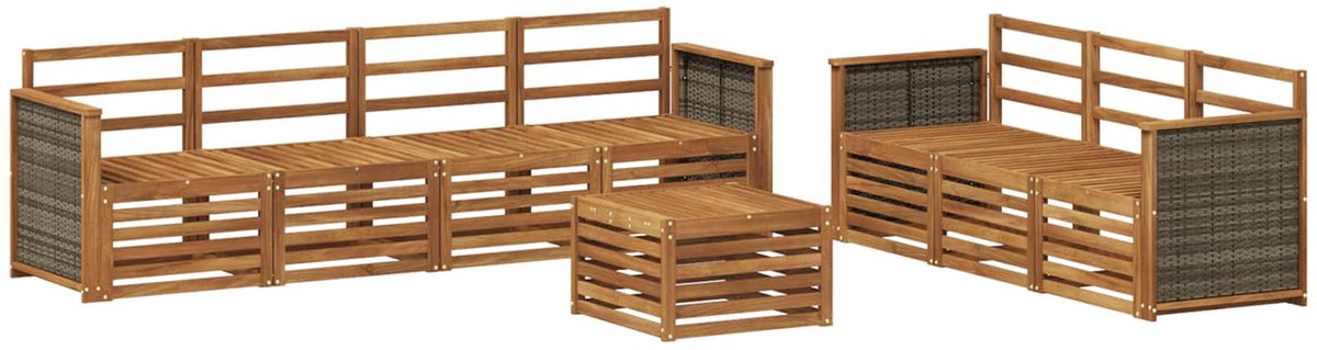 vidaXL Buiten - bank - set - 8 - st - 7-zits - Naturel - Massief - Acacia - Hout