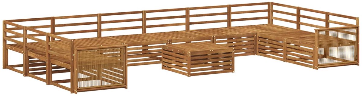 vidaXL Buiten - bank - set - 11 - st - 10-zits - Naturel - Massief - Acacia - Hout