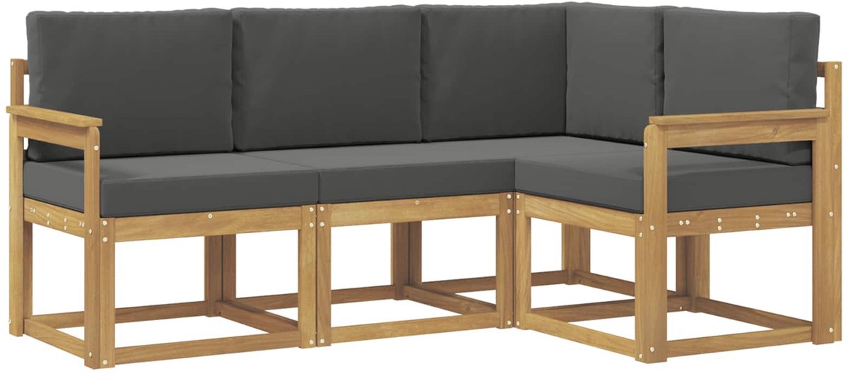vidaXL Buiten - bank - set - 4 - st - 4-zits - Wit - en - antracietkleurig Wit en antracietkleurig