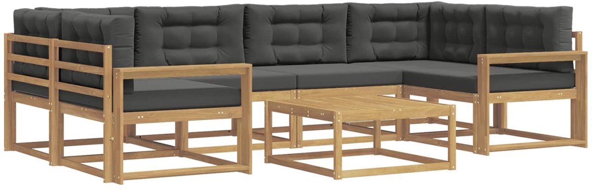 vidaXL Buiten - bank - set - 5 - st - 6-zits - Wit - en - antracietkleurig Wit en antracietkleurig