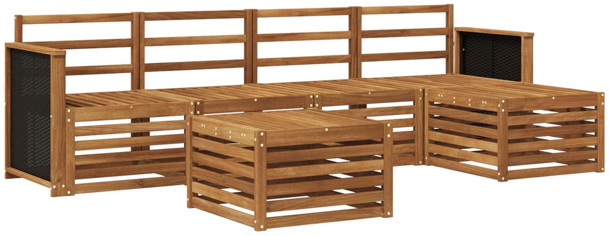 vidaXL Buiten - bank - set - 6 - st - Naturel