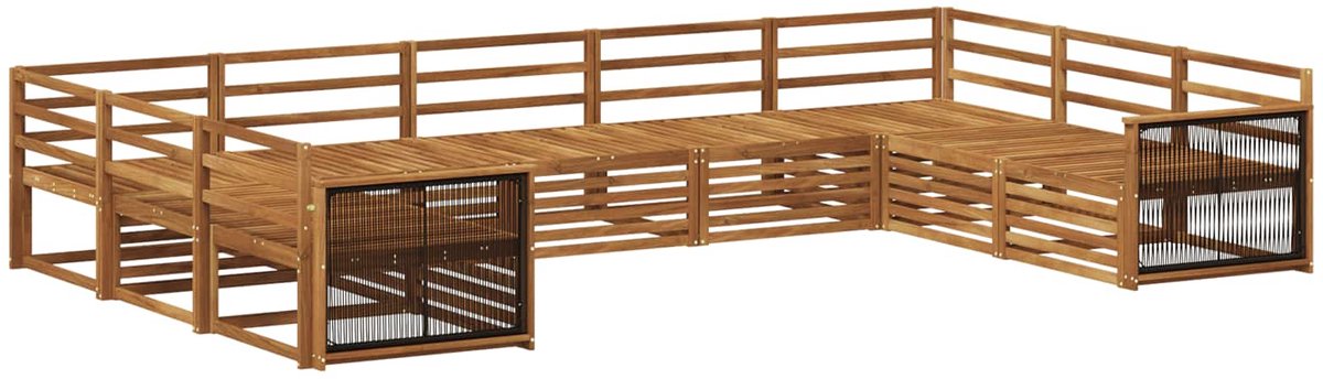 vidaXL Buiten - bank - set - 9 - st - 9-zits - Naturel - Massief - Acacia - Hout