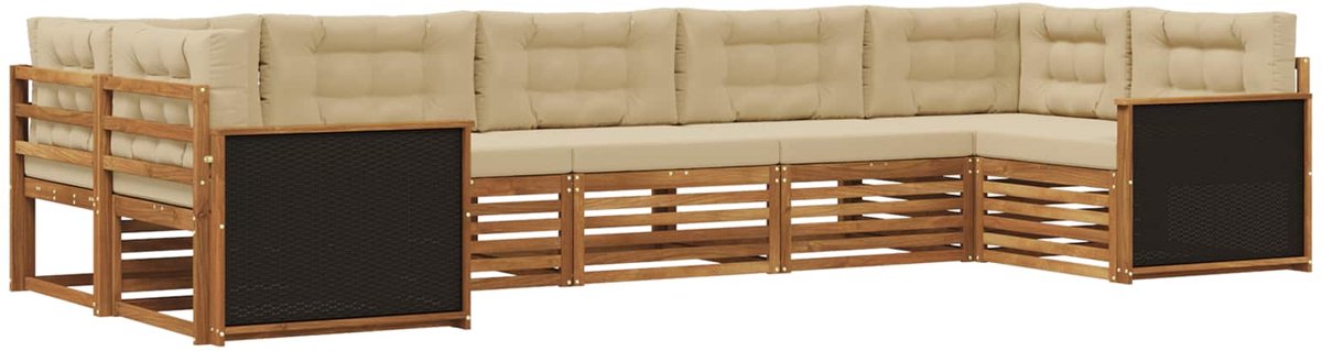 vidaXL Buiten - bank - set - 7 - st - 7-zits - Natuurlijk - en - Beige Natuurlijk en Beige