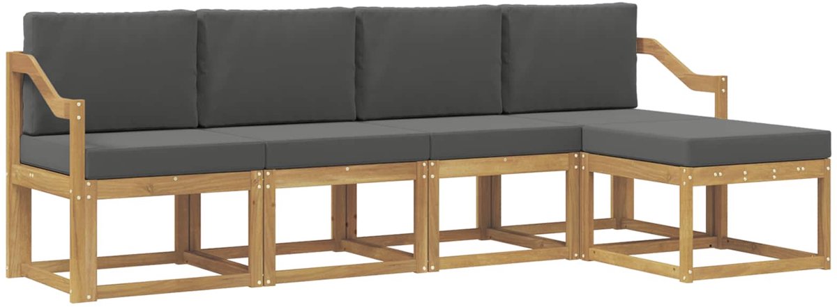 vidaXL Buiten - bank - set - 5 - st - 5-zits - Wit - en - antracietkleurig Wit en antracietkleurig