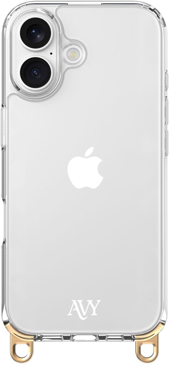 AVY Transparant Hoesje | Geschikt voor Apple iPhone 16 | Clear Case | Haakjes voor koord