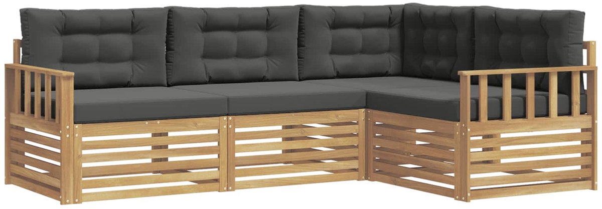 vidaXL Buiten - bank - set - 4 - st - 4-zits - Wit - en - antracietkleurig - Polyester Wit en antracietkleurig