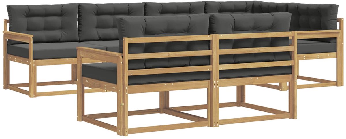 vidaXL Buiten - bank - set - 6 - st - 7-zits - Wit - en - antracietkleurig - Polyester Wit en antracietkleurig