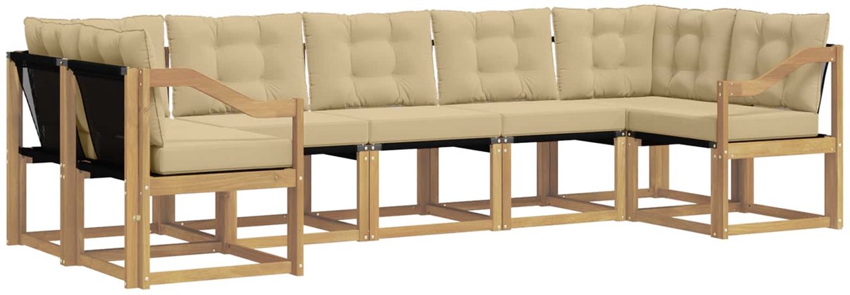 vidaXL Buiten - bank - set - 7 - st - 7-zits - Wit - en - Beige Wit en Beige