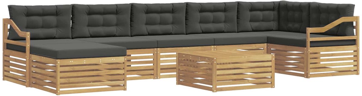 vidaXL Buiten - bank - set - 8 - st - 7-zits - Wit - en - antracietkleurig - Polyester Wit en antracietkleurig