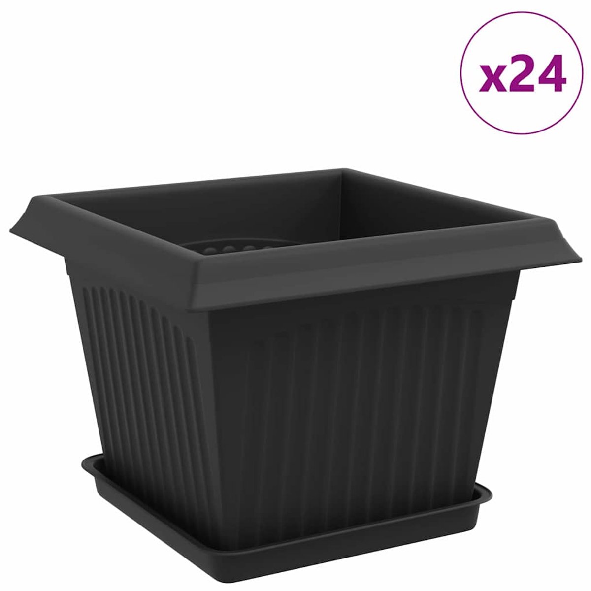 vidaXL Plantenpotten - 24 - st - Zwart - Kunststof