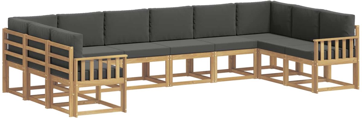 vidaXL Buiten - bank - set - 10 - st - 10-zits - Wit - en - antracietkleurig Wit en antracietkleurig
