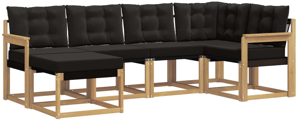 vidaXL Buiten - bank - set - 6 - st - 6-zits - Wit - en - zwart Wit en zwart