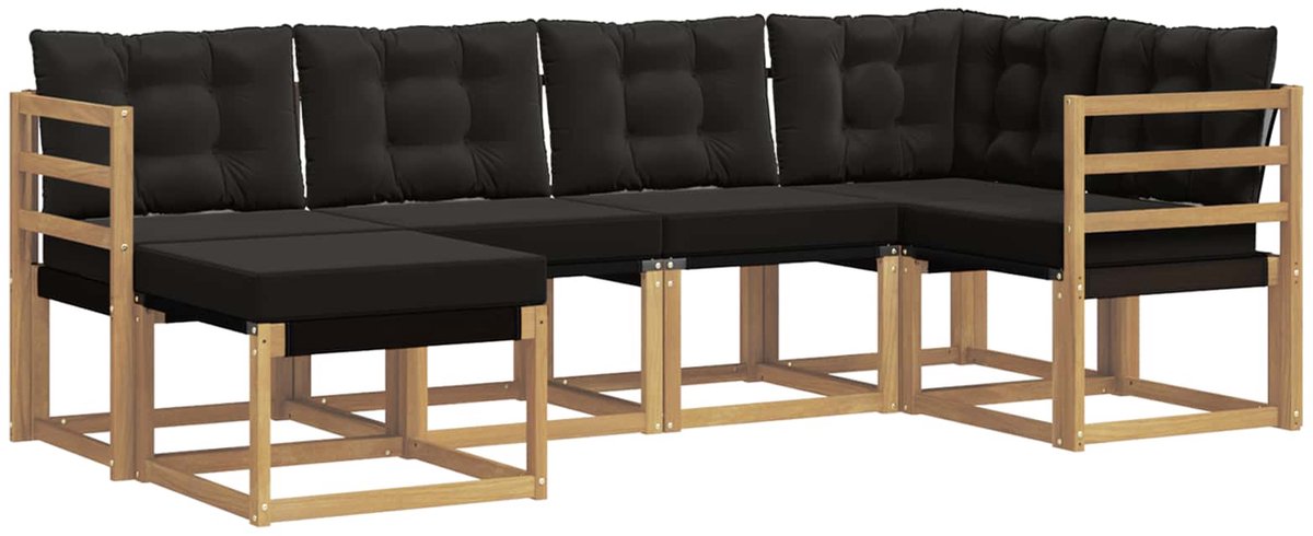 vidaXL Buiten - bank - set - 6 - st - 6-zits - Wit - en - zwart Wit en zwart