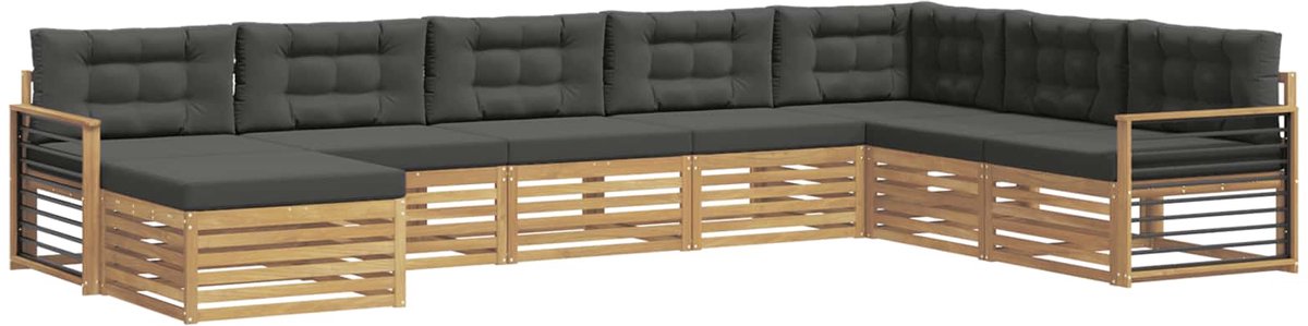 vidaXL Buiten - bank - set - 8 - st - 7-zits - Wit - en - antracietkleurig Wit en antracietkleurig
