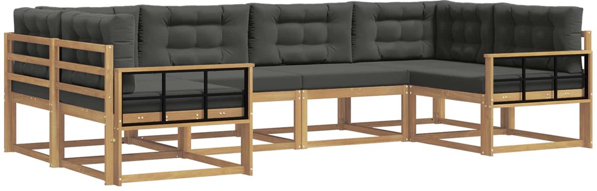vidaXL Buiten - bank - set - 6 - st - 6-zits - Wit - en - antracietkleurig Wit en antracietkleurig