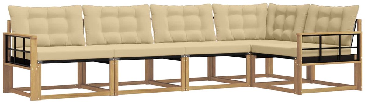 vidaXL Buiten - bank - set - 5 - st - Wit - en - Beige Wit en beige