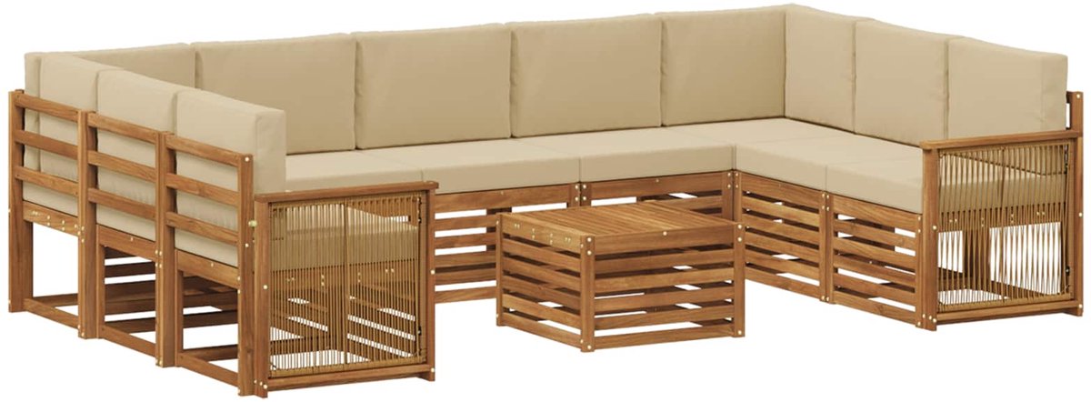 vidaXL Buiten - bank - set - 10 - st - 9-zits - Naturel - Massief - Acacia - Hout