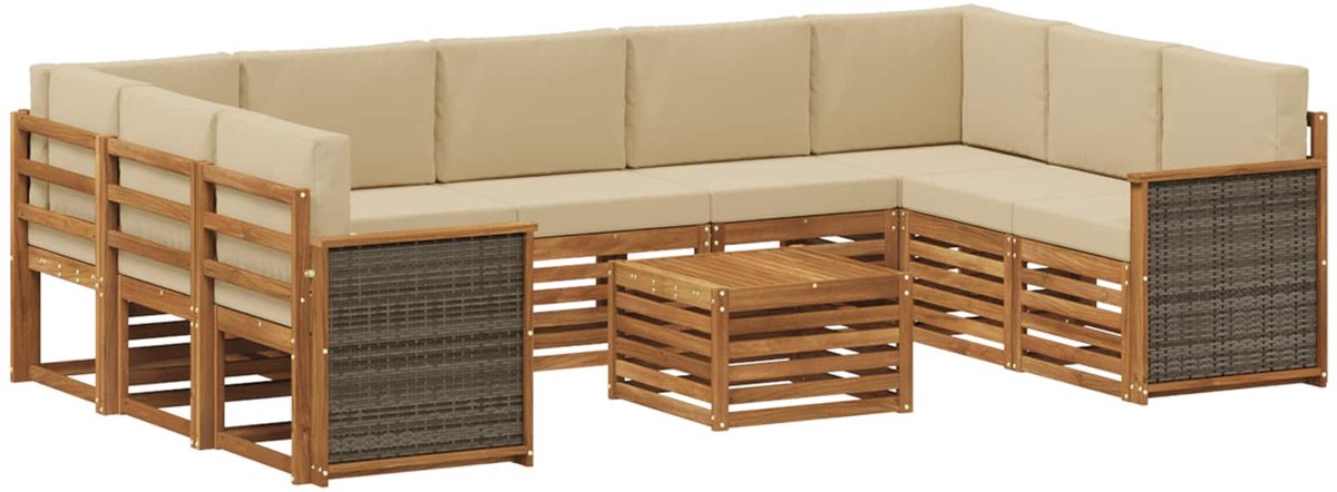 vidaXL Buiten - bank - set - 10 - st - 9-zits - Naturel - Massief - Acacia - Hout