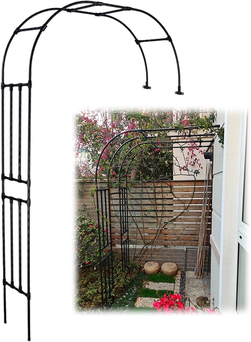 Metalen Rozenboog - Tuinboog Prieel - Planten Ondersteunen - Weerbestendige Coating - 240 cm - Zwart