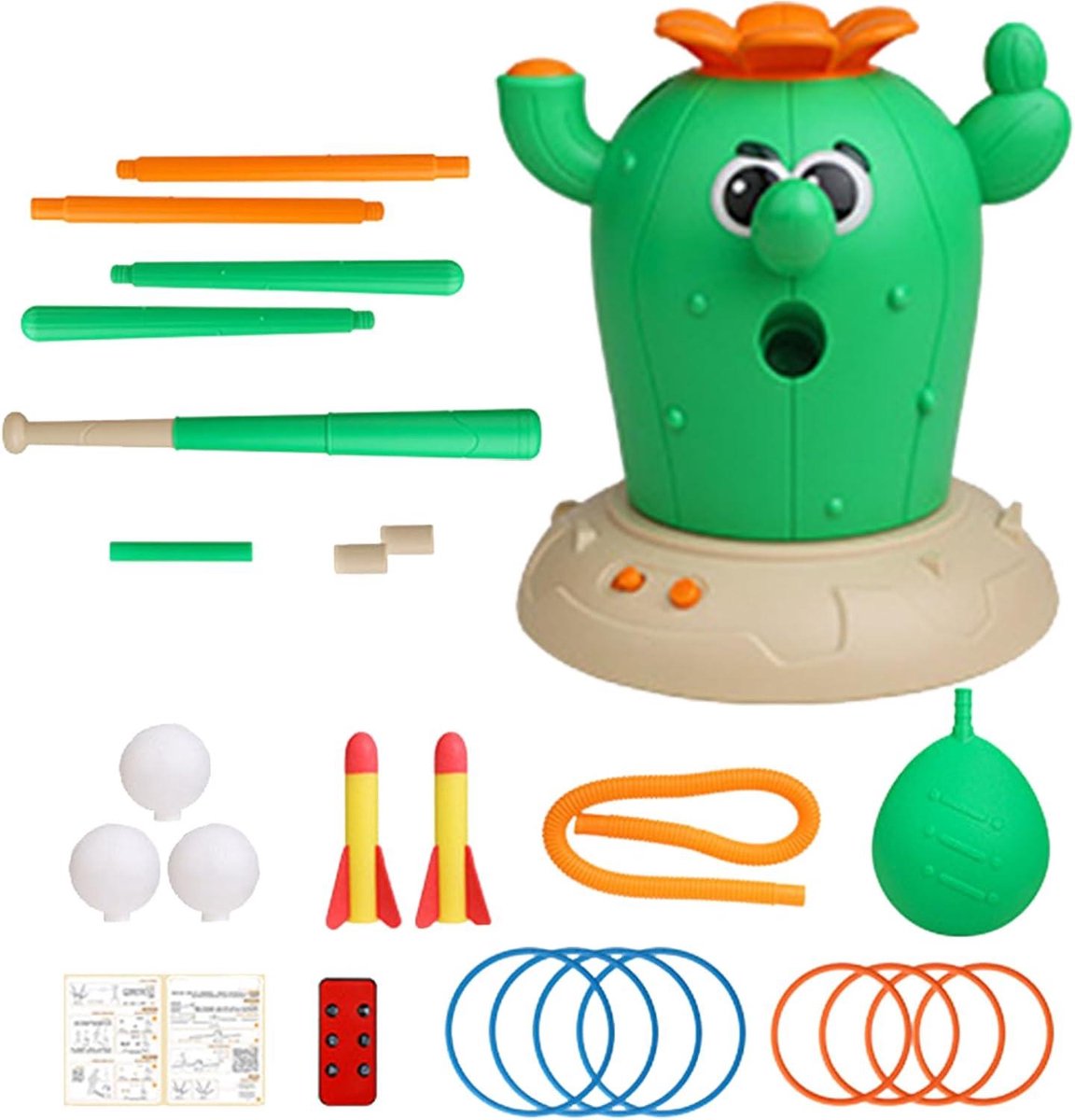 Muzikaal Springspeelgoed - Cactus Speelgoed - Actief Buitenspel - 4-in-1 Activiteiten - 275 x 193 x 193 cm - Groen