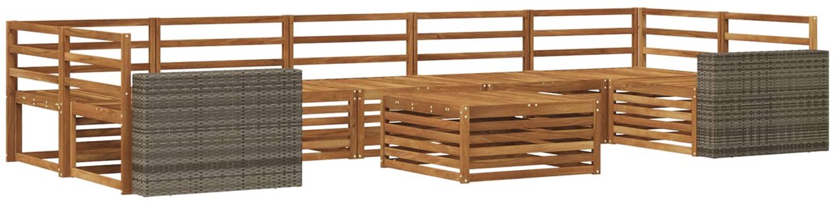 vidaXL Buiten - bank - set - 8 - st - 7-zits - Naturel - Massief - Acacia - Hout