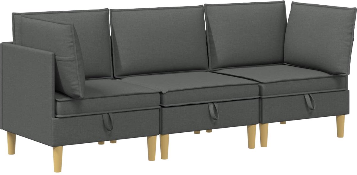 vidaXL Modulaire - bankset - met - opslag - 3 - st - Donkergrijs - 210 - x - 140 - x - 82 - cm