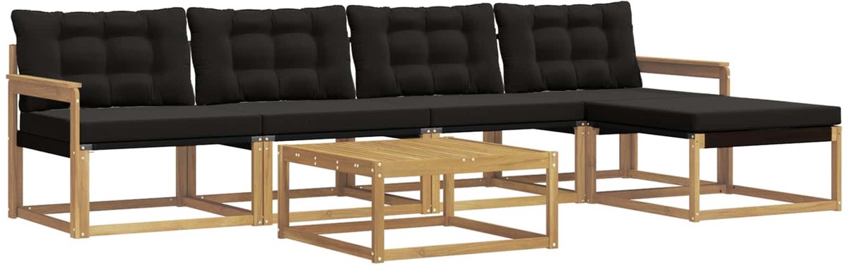 vidaXL Buiten - bank - set - 6 - st - 4-zits - Wit - en - zwart Wit en zwart