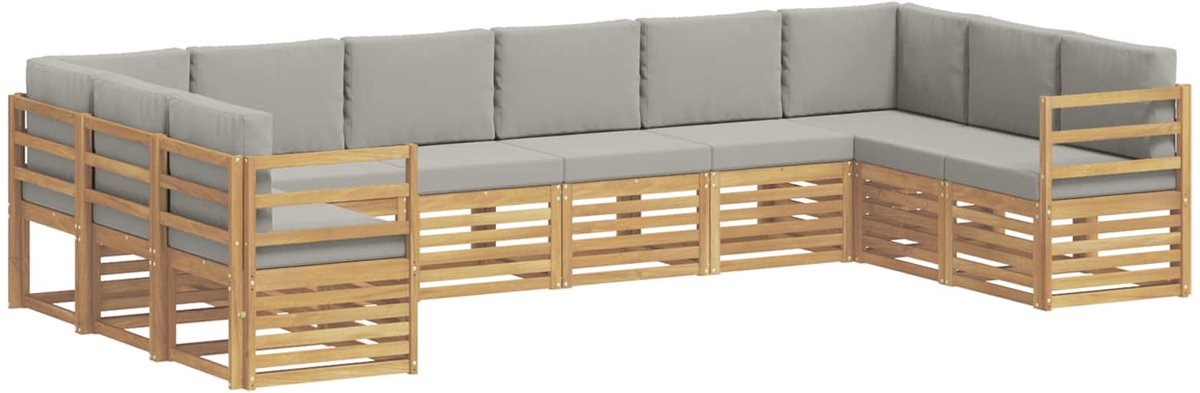 vidaXL Buiten - bank - set - 10 - st - 10-zits - Wit - en - Lichtgrijs - Polyester Wit en Lichtgrijs