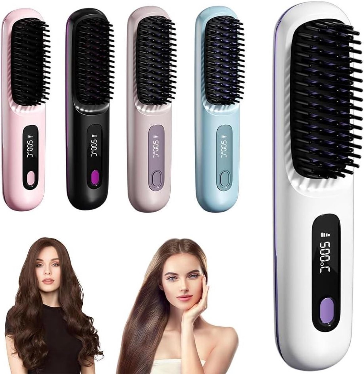 Draadloze Stijlborstel - Mini Stijltang Reis Stijltang - Haar Stylen Onderweg - Negatieve Ionentechnologie - 20 cm - Wit