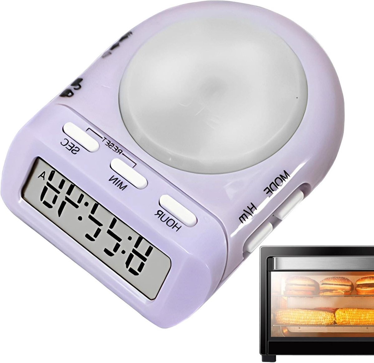 Digitale Keukentimer - Kookwekker Studeerwekker - Tijd Beheren - Trilalarm - 7.5 x 5 cm - paars
