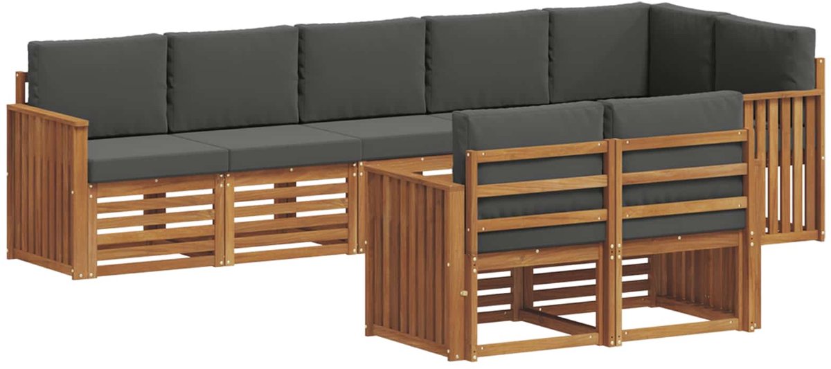 vidaXL Buiten - bank - set - 8 - st - Natuurlijk - en - Antraciet - Polyester Natuurlijk en Antraciet