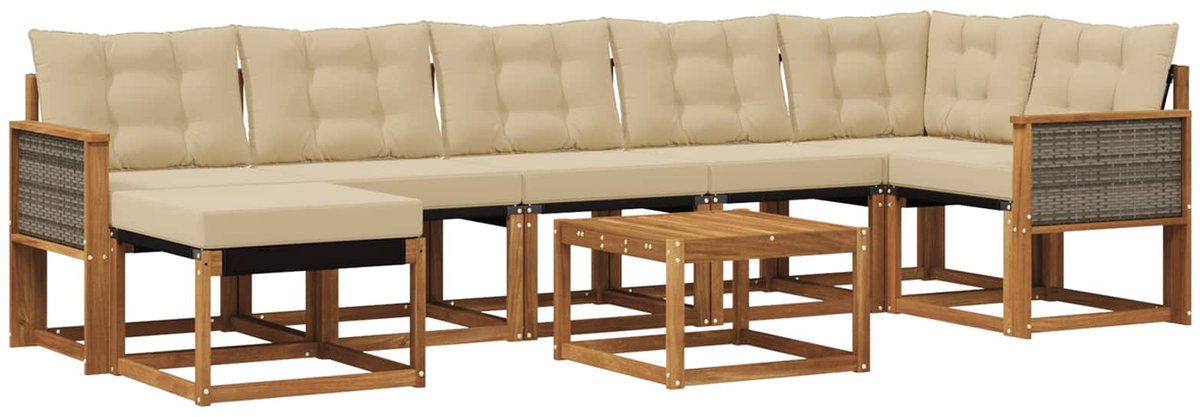 vidaXL Buiten - bank - set - 8 - st - 7-zits - Natuurlijk - en - Beige Natuurlijk en Beige