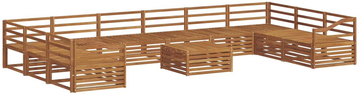 vidaXL Buiten - bank - set - 11 - st - 10-zits - Naturel - Massief - Acacia - Hout