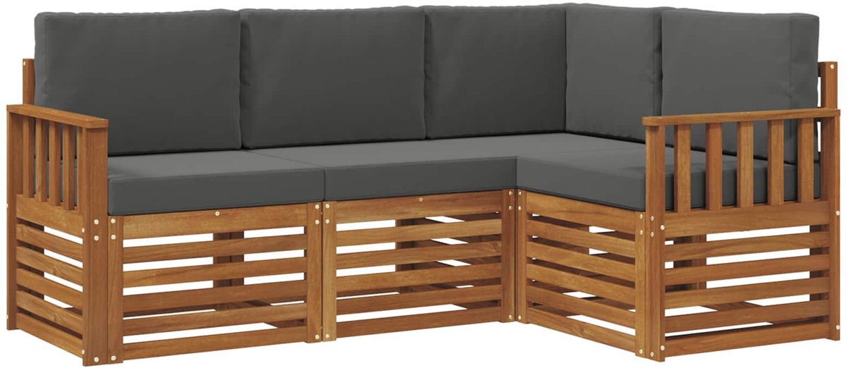 vidaXL Buiten - bank - set - 4 - st - Natuurlijk - en - Antraciet - Polyester Natuurlijk en Antraciet