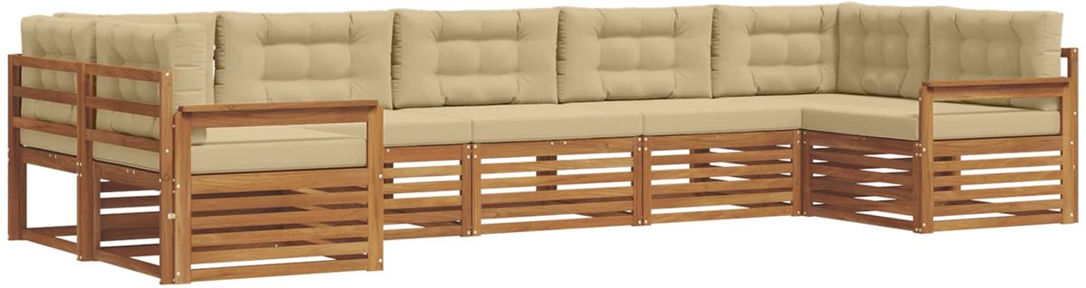 vidaXL Buiten - bank - set - 7 - st - 7-zits - Natuurlijk - en - Beige Natuurlijk en Beige