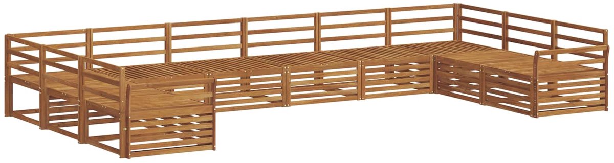 vidaXL Buiten - bank - set - 9 - st - 10-zits - Naturel - Massief - Acacia - Hout