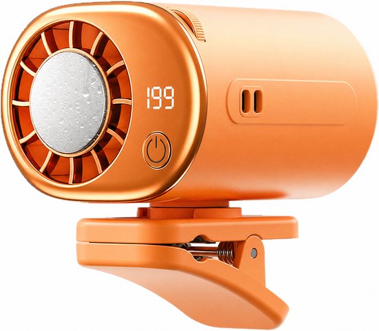 Mini ventilator auto 360° draaibaar USB oplaadbaar 199 snelheden LED-display 2000mAh accu klem