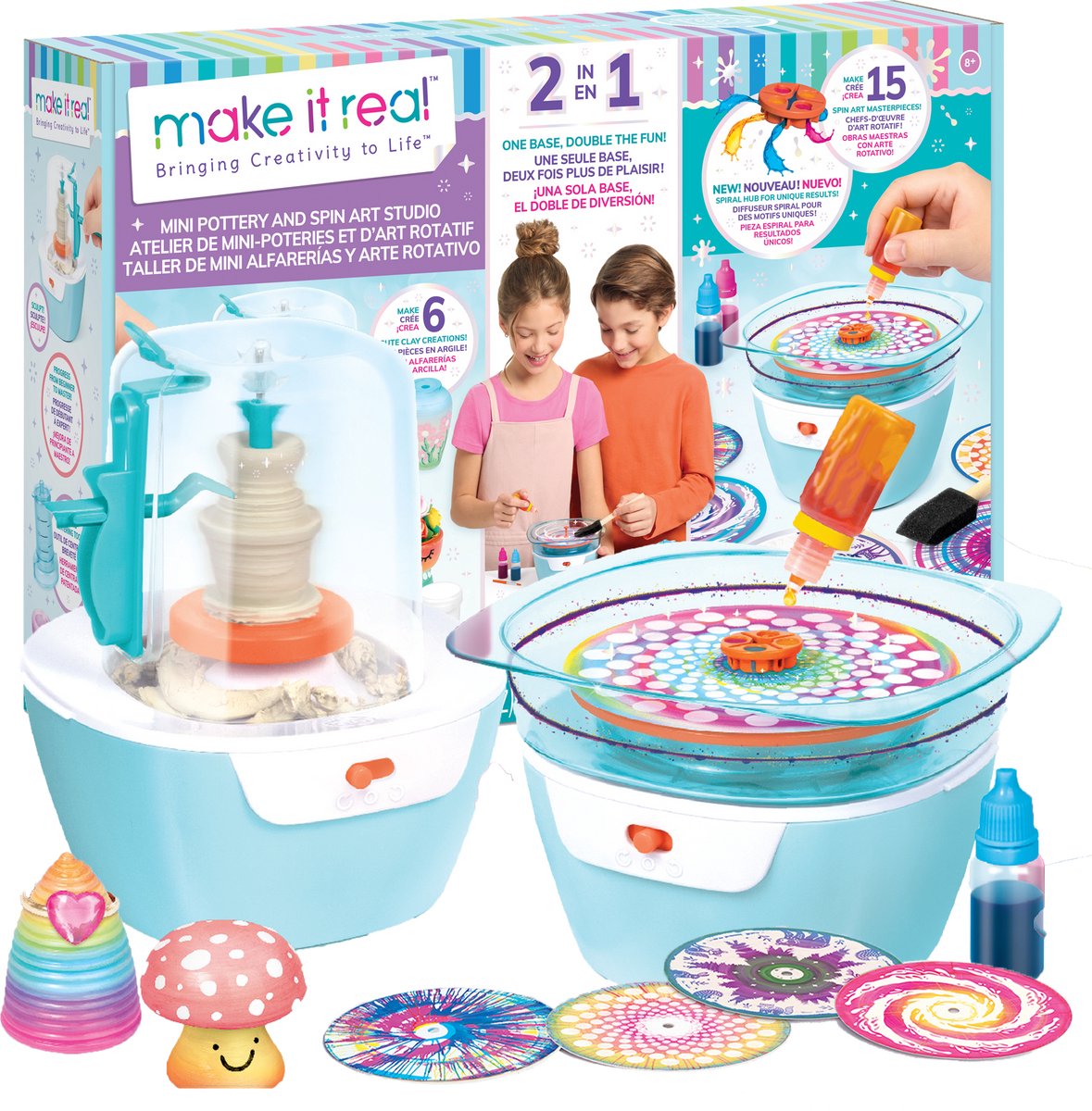 Make It Real - 2-in-1 mini pottenbak- & draaikunst studio - knutselen en verven