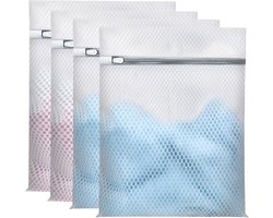 Waszakken - voor Ondergoed en Kleding - Reisetui Verdikte Honingraat Mesh Waszakken - Super Duurzaam met Rits - Beschermt Kleding in Wasmachine - Formaat 30x40 cm - Set van 4 Stuks
