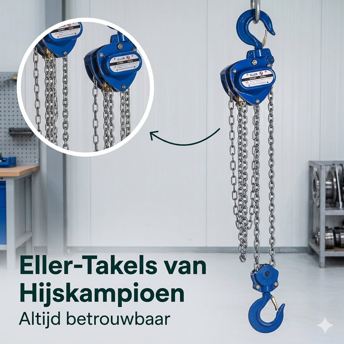 Handtakel PHE-1 - 3.000 kg werklast - 3 meter hijshoogte - Met certificaat