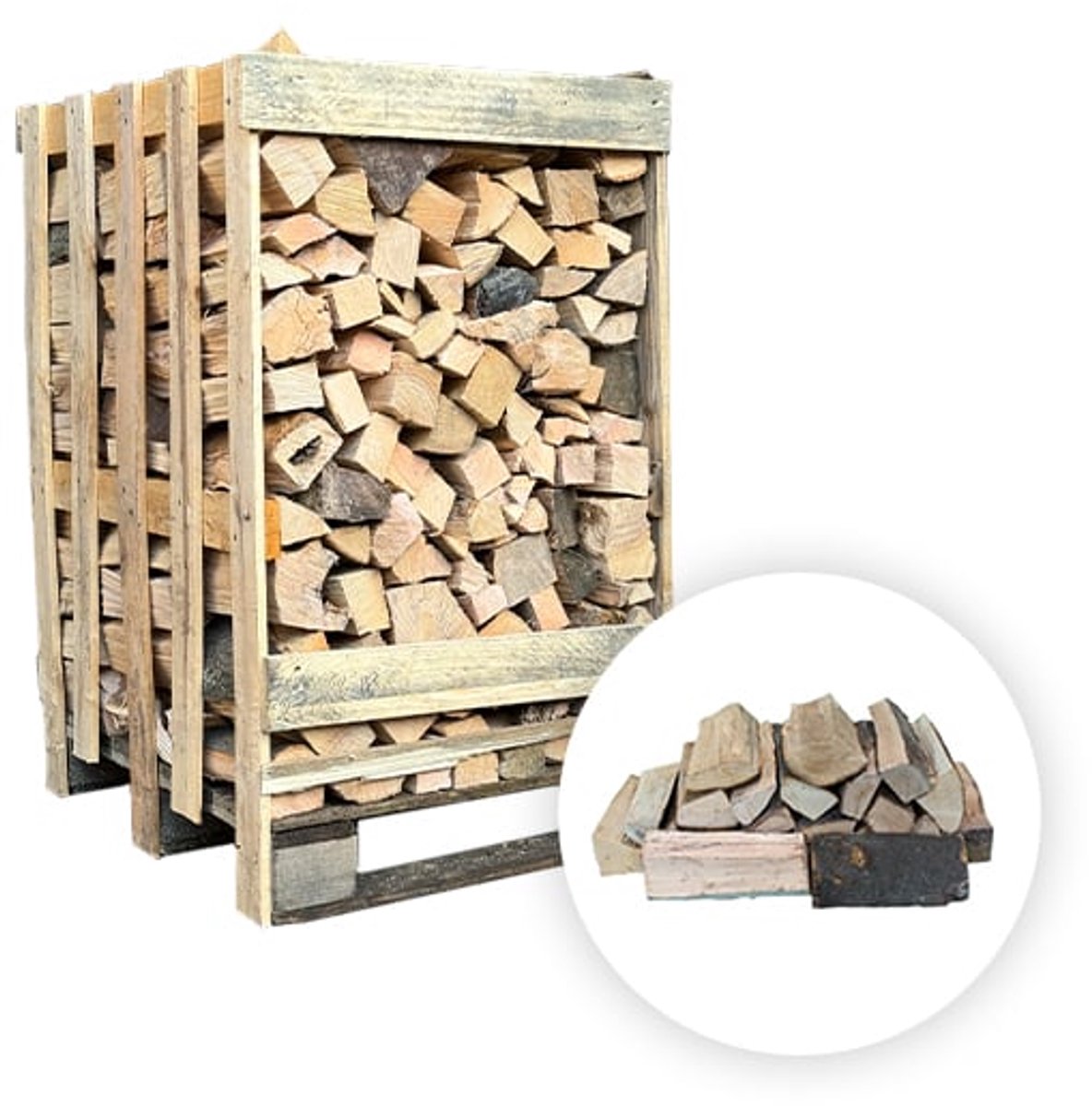 123natuurproducten.nl - Mini pallet ovengedroogd haardhout PREMIUM MIX (0,5 kuub gestapeld)