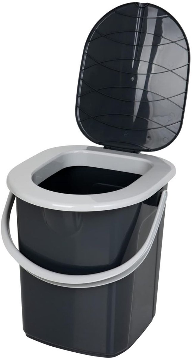 KAD® Draagbaar Toilet - Toiletemmer Met Deksel - Toiletemmer - Zwart - 38cm x 35cm x 37cm