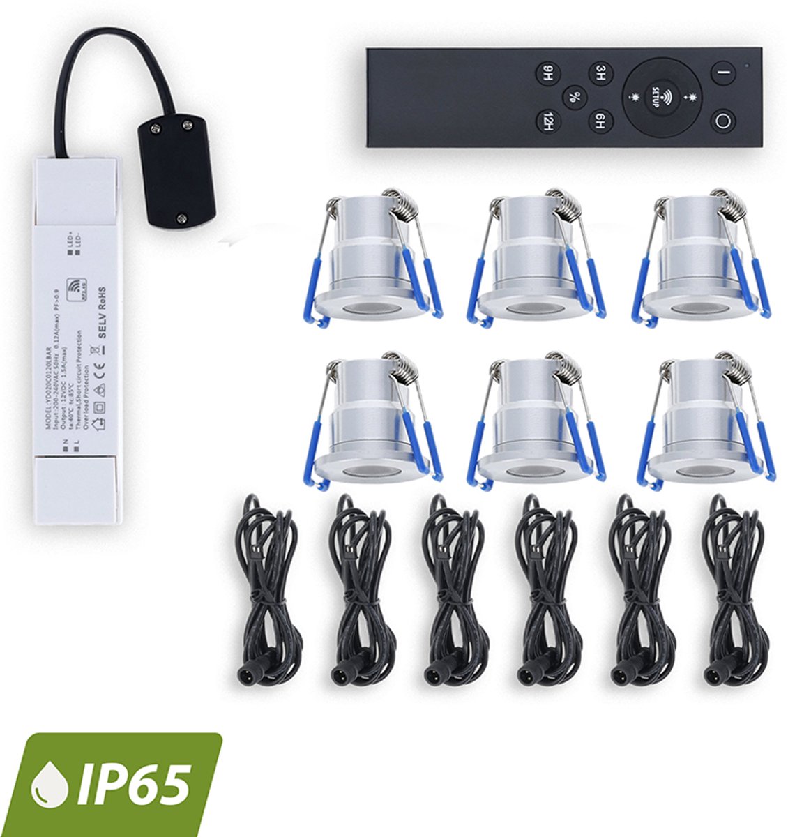 LED Veranda inbouwspot | Ø28mm | 3 W | Dimbaar - Zilver | Bundel 6 Stuks | 2700K - Warm wit