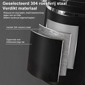 Detailweergave van de dikte en materiaal van de zwarte RVS koffiebewaarpot, met secties die het 304 roestvrij staal en de hittebestendige lak tonen.