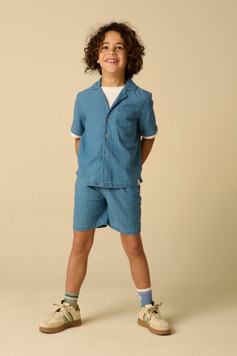 Sissy-Boy - Blauwe denim gestreepte short
