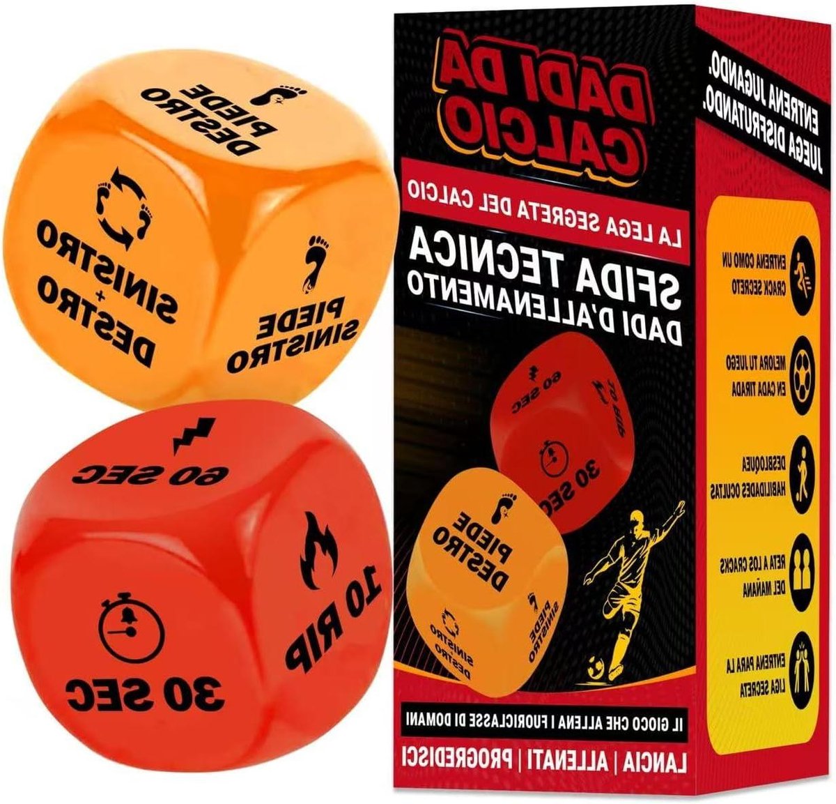 Voetbaldobbelstenen - Trainingsdobbelstenen Voetbal - Voetbaltraining Verbeteren - Willekeurige Oefeningen - 10 x 10 x 1 cm - Oranje