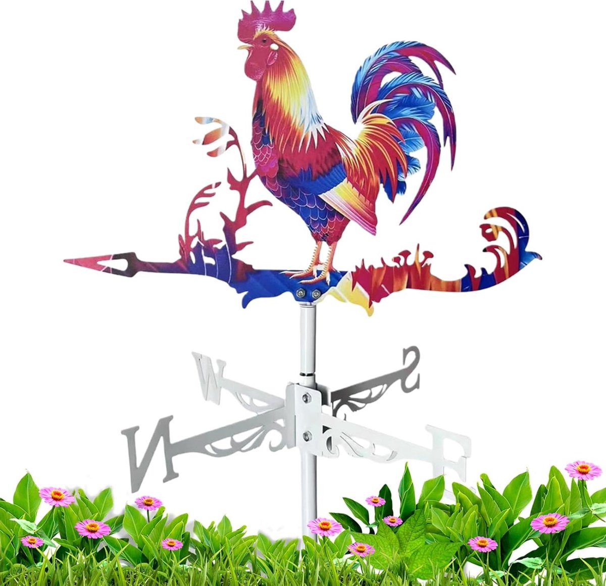 Kraanweer Vane - Windrichtingmeter Buiten - Tuindecoratie - Roestbestendig Metaal - 65 x 36 cm - Kip